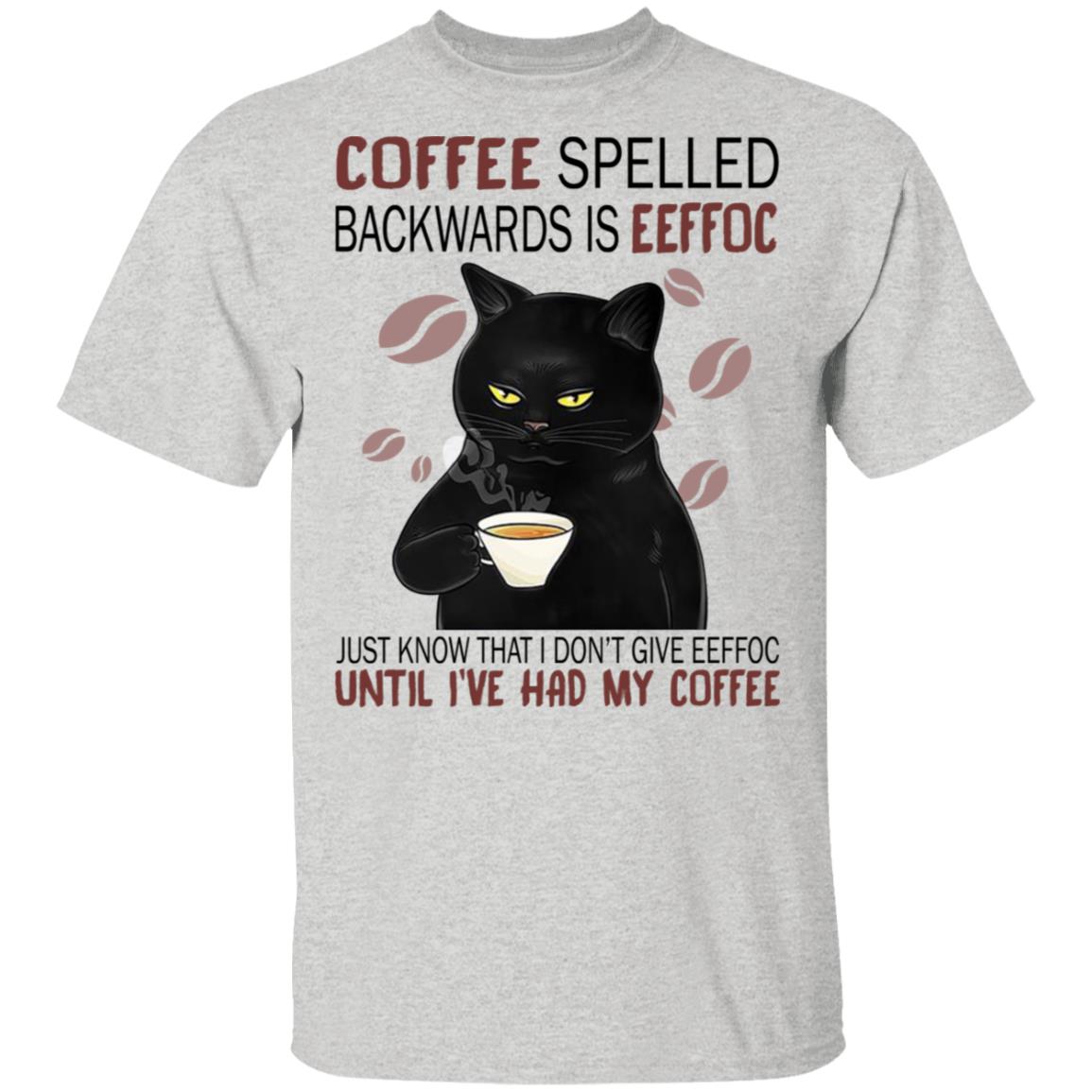Black Cat Coffee Spelled Backwards Is Eeffoc Shirt TeeMoonley