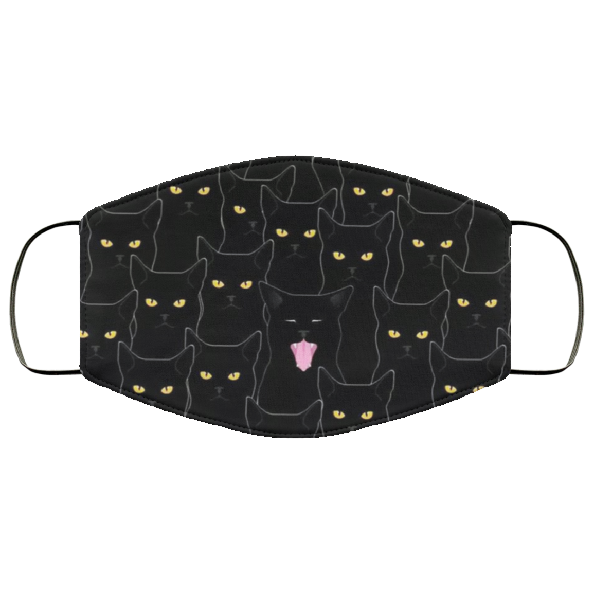 Black Cats Pattern Face Mask | Teemoonley.com