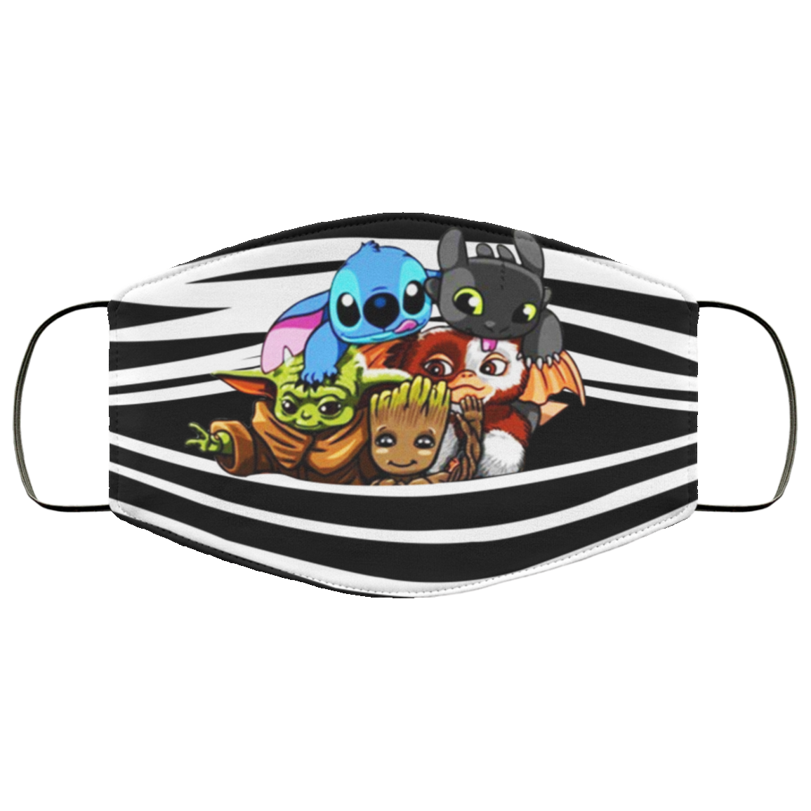 Download Baby Yoda Groot Stitch Toothless Striped Face Mask ...
