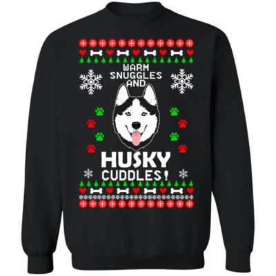 Warm Snuggles And Husky Cuddles Christmas Sweater