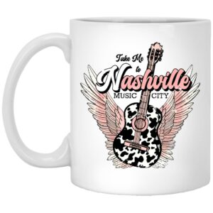 Take Me To Nashville Music City Guitar Mugs